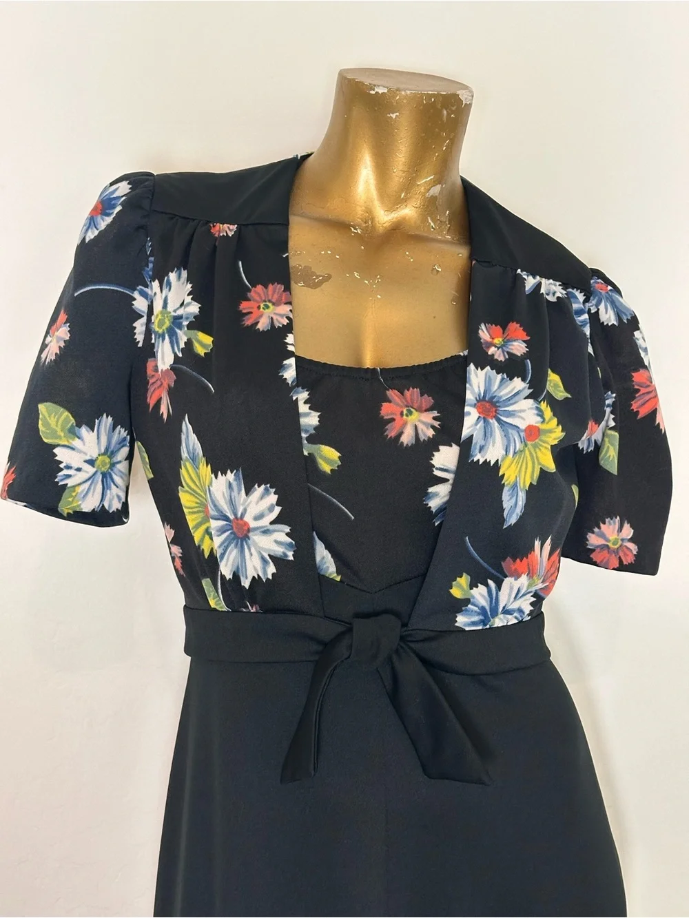 Vintage Jody of California Black Floral sleeveless Maxi Dress w/ bolero jacket